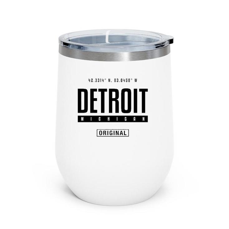 Detroit Coordinates Novelty Graphic Gift For Men Women Wine Tumbler