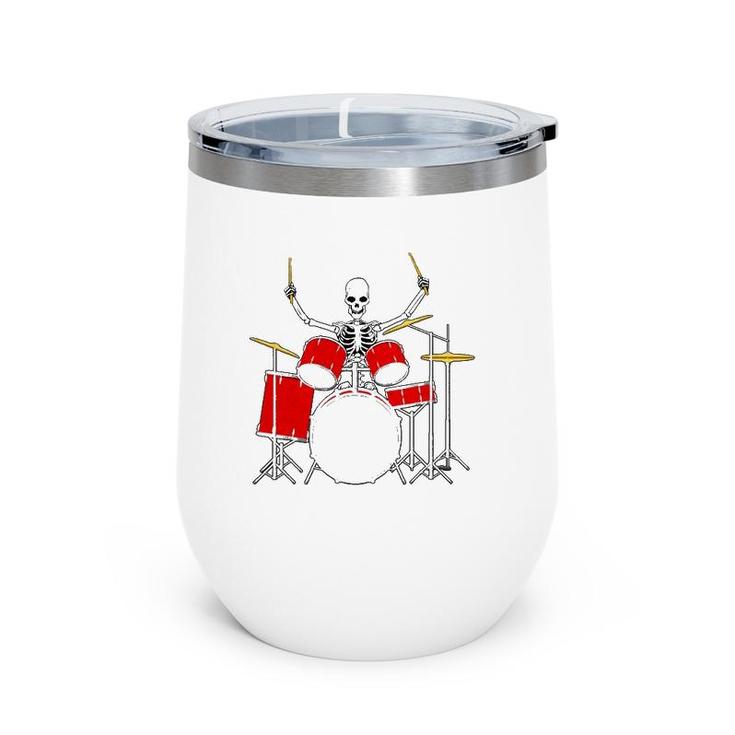 Drummer Skeletton Drummer Musician Drumsticks Wine Tumbler