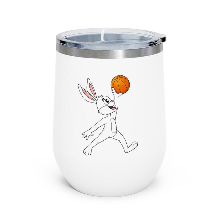 Easter Day Rabbit A Dunking Basketball Funny Boys Girls Kids Wine Tumbler