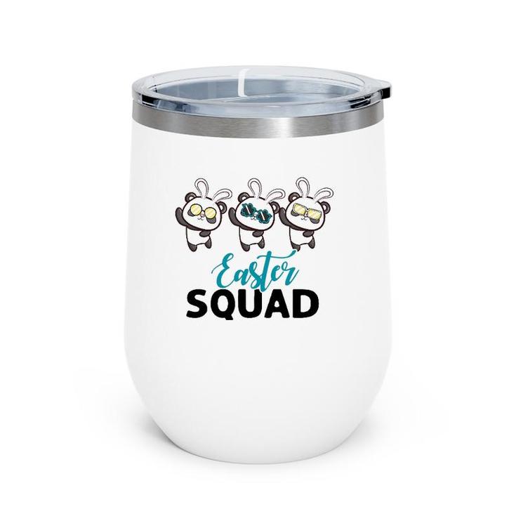 Easter Squad Panda With Bunny Ears Funny Easter Day Wine Tumbler
