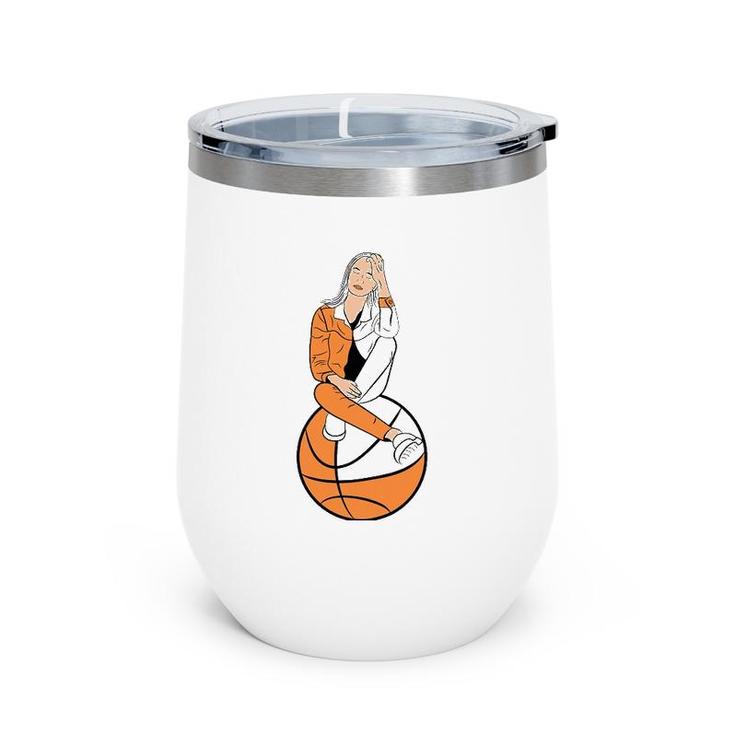 Elegant Girl Basketball Sport Lover Wine Tumbler