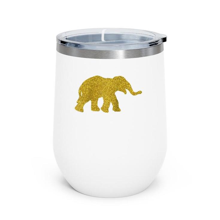 Elephant Vintage Golden Animal Gift Raglan Baseball Tee Wine Tumbler