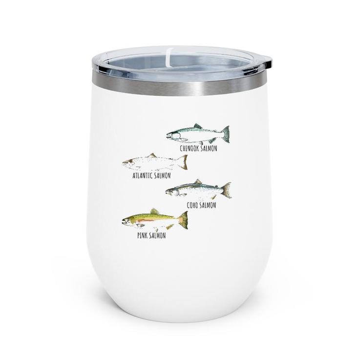 Fish Species Biology Different Types Of Salmons Fishing Wine Tumbler