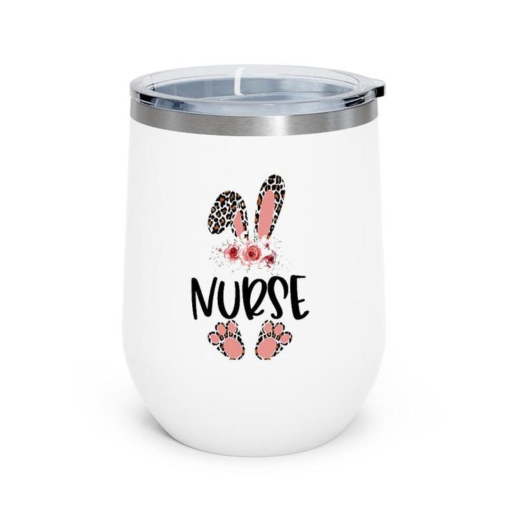 Floral Nurse Bunny  , Novelty Nurse Easter Bunny Wine Tumbler