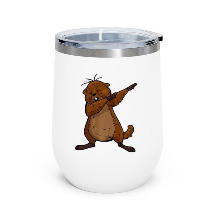 Funny Groundhog Day Funny Dabbing Groundhog Wine Tumbler
