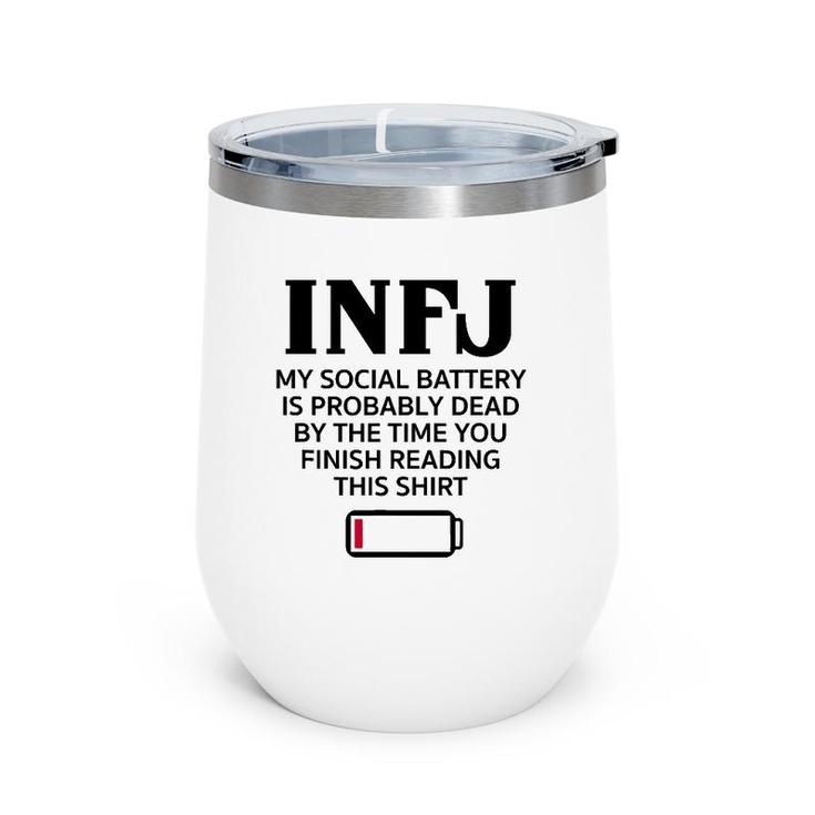 Funny Infj Social Battery Introvert Intuitive Personality Wine Tumbler