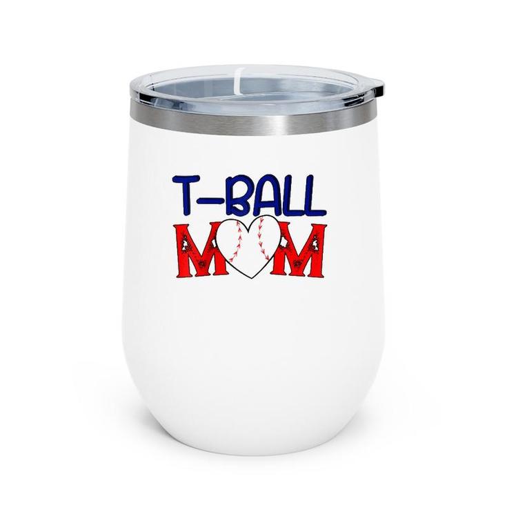 Funnyball Mom Mother's Day Teeball Mom Game Fan Raglan Baseball Tee Wine Tumbler