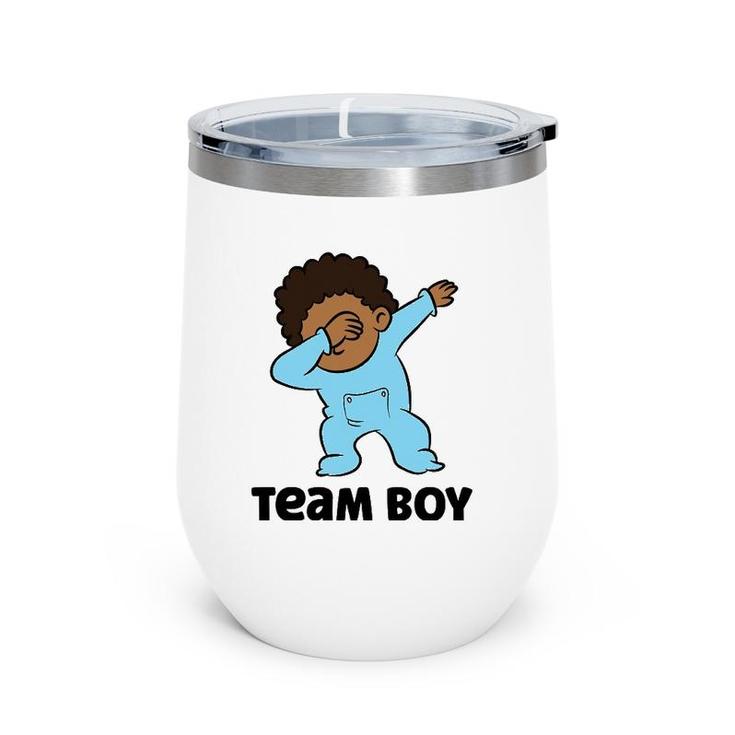 Gender Reveal Baby Shower Team Boy Wine Tumbler