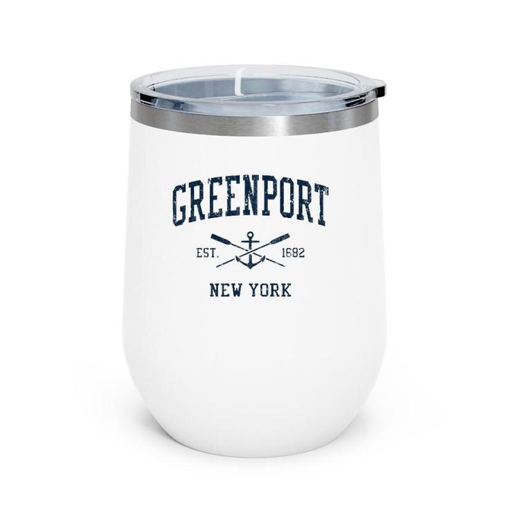 Greenport Ny Vintage Navy Crossed Oars & Boat Anchor Wine Tumbler