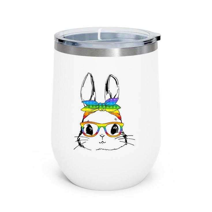 Happy Easter Day Pop It Bunny Face Glasses Easter Fidget Toy Wine Tumbler