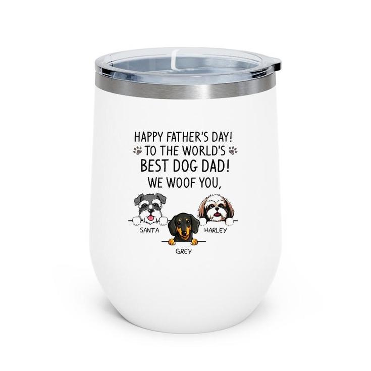 Happy Father's Day To The World's Best Dog Dad We Woof You Santa Grey Harley Wine Tumbler