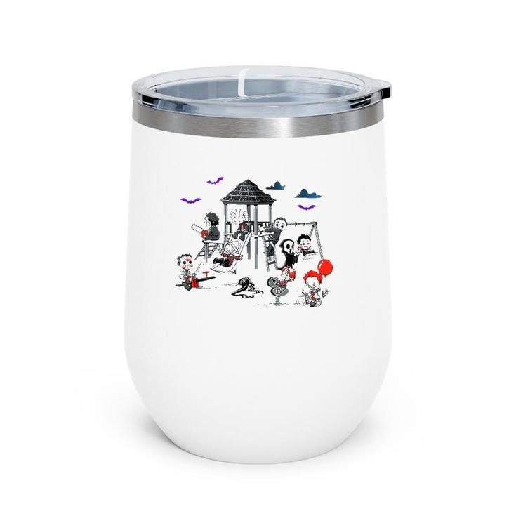 Horror Clubhouse In Park Funny Halloween Costume Wine Tumbler