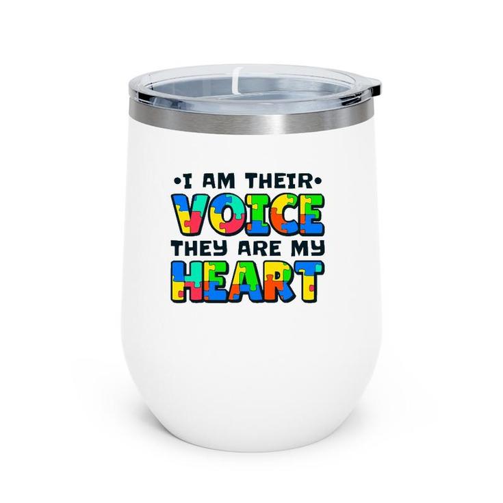 I Am Their Voice They Are My Heart Autism Awareness Teacher Wine Tumbler