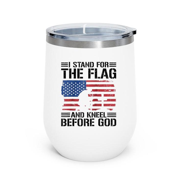 I Stand For The Flag And Kneel Before God Raglan Baseball Tee Wine Tumbler