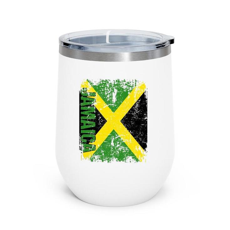 Jamaica Big Flag Vintage Men Women Kids Purple Jamaica Wine Tumbler