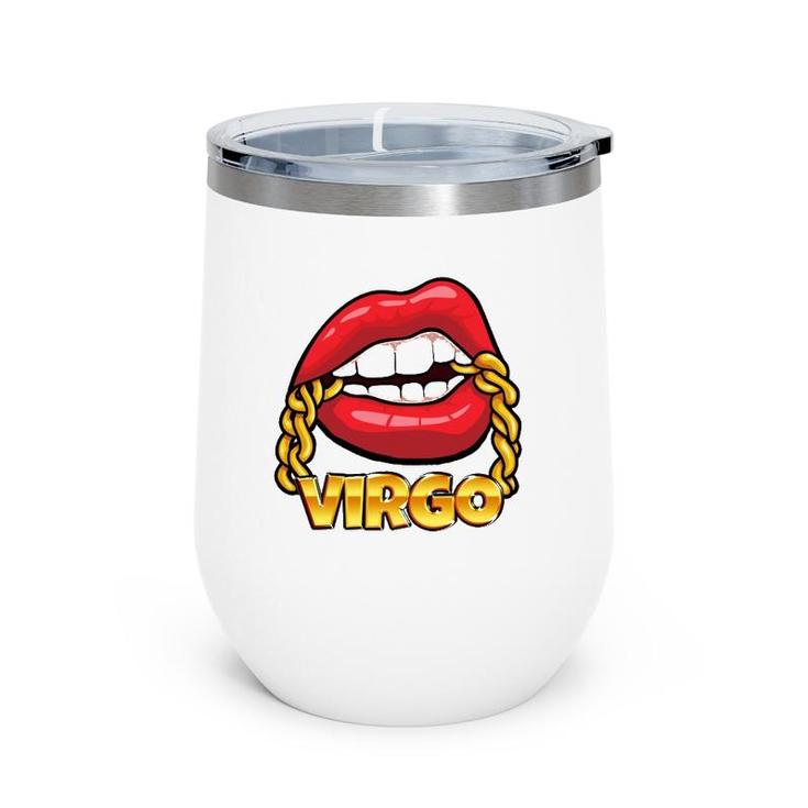 Juicy Lips Gold Chain Virgo Zodiac Sign Wine Tumbler