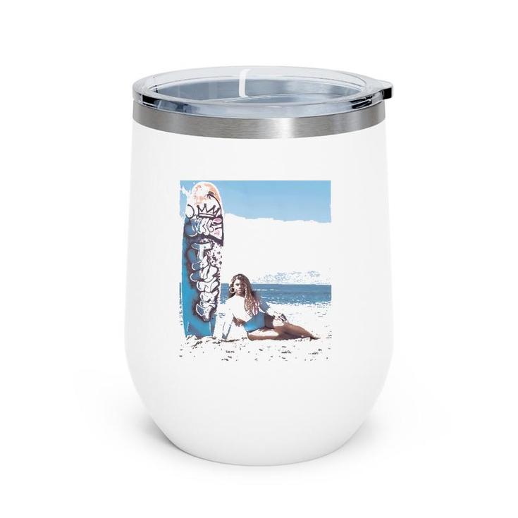 June Jambalaya Surfboard Beach Gift Wine Tumbler