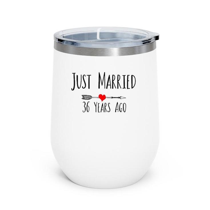 Just Married 36 Years Ago 36Th Wedding Anniversary Gift  Wine Tumbler