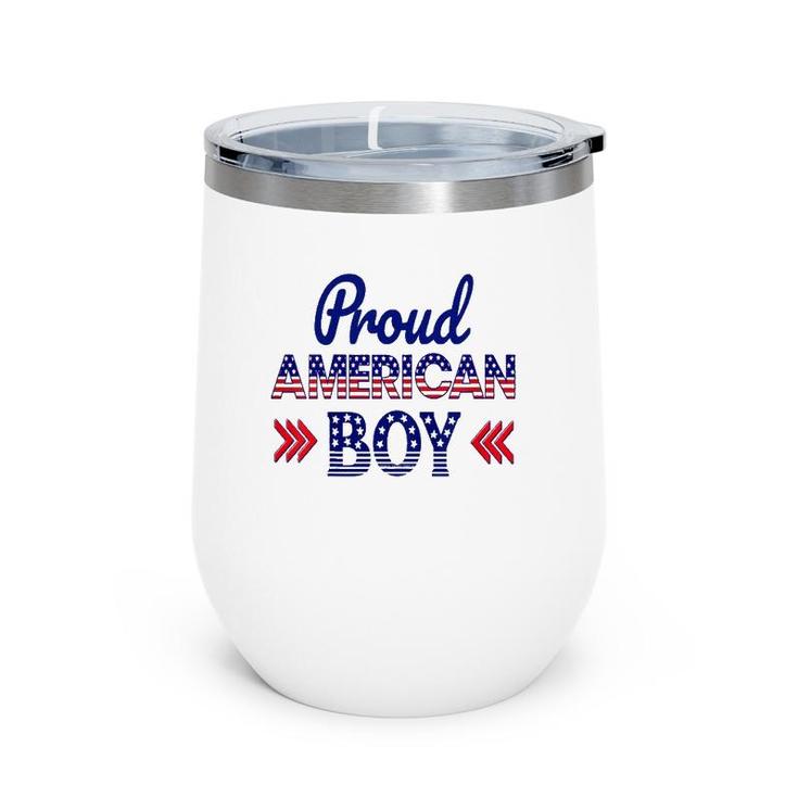 Kids 4Th Of July Patriotic Proud American Boy - Matching Family Wine Tumbler