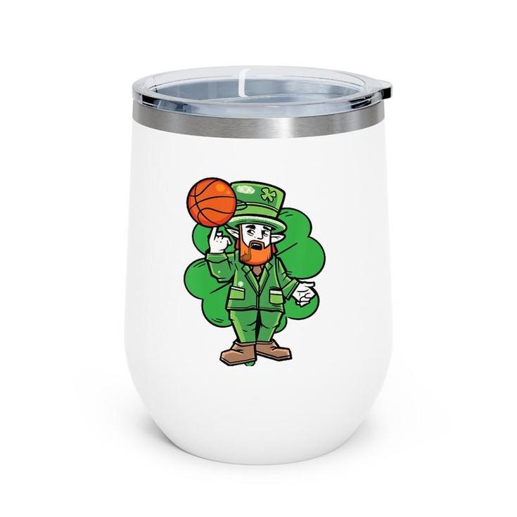Kids Leprechaun St Patrick's Day Cool Basketball Clover Irish Gift Wine Tumbler
