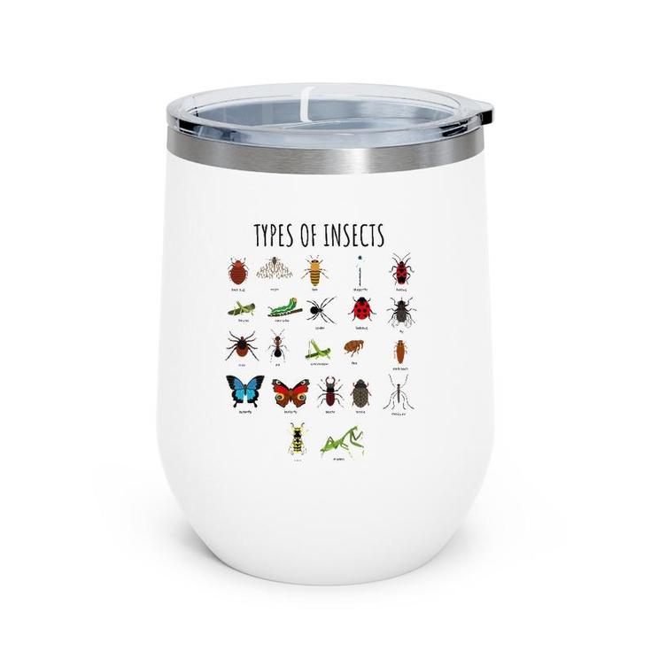 Kids Types Of Insects Bug Identification Science Tee Wine Tumbler