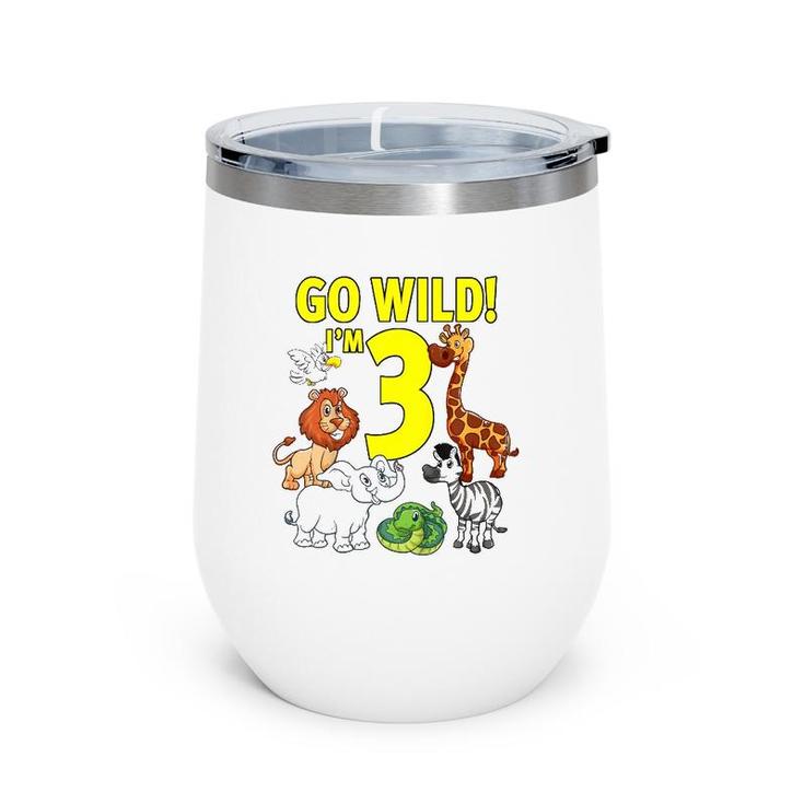 Kids Zoo Themed Birthday  For 3 Years Old Wine Tumbler