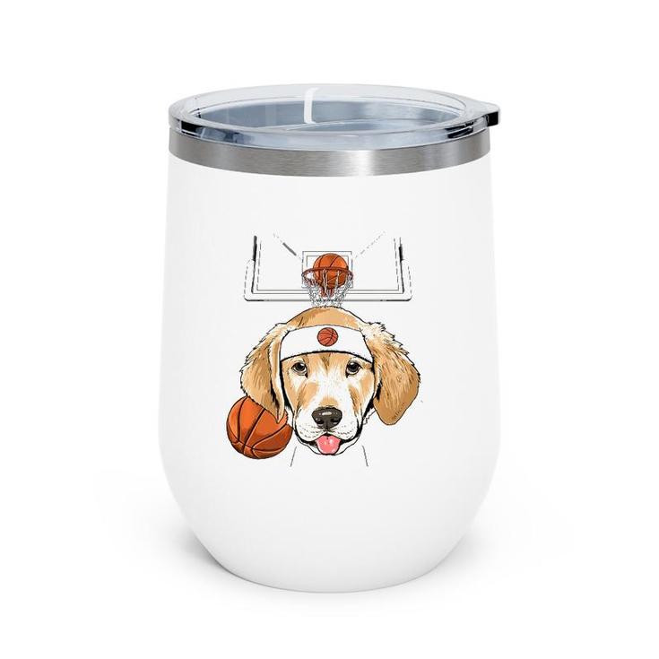 Labrador Basketball Dog Lovers Basketball Player  Wine Tumbler