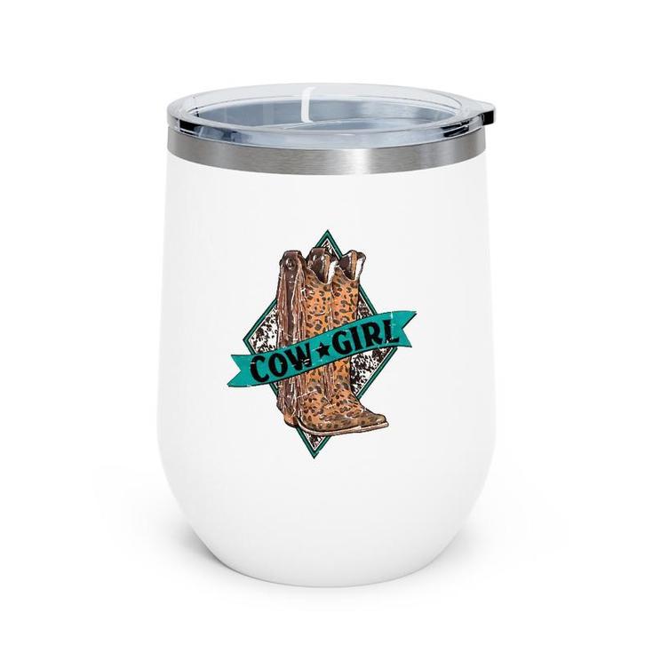Leopard Cowgirl Boots Western Country Cowboy Rodeo Dad Wine Tumbler