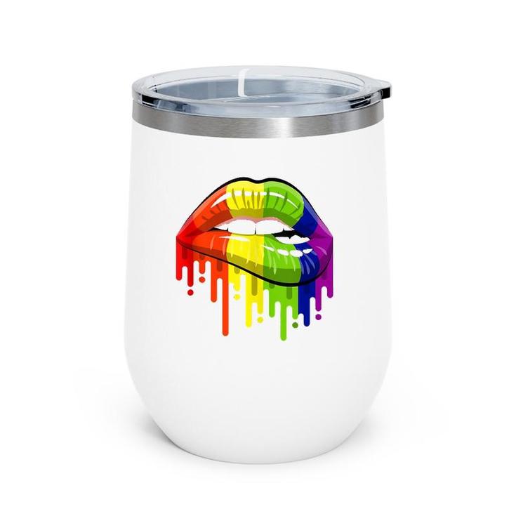 Lgbt Rainbow Color Lips Pride Gay Homosexual Lesbian  Wine Tumbler