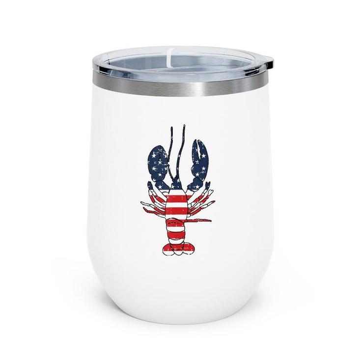 Lobster 4Th Of July American Flag Sea Ocean Lover Patriotic Tank Top Wine Tumbler
