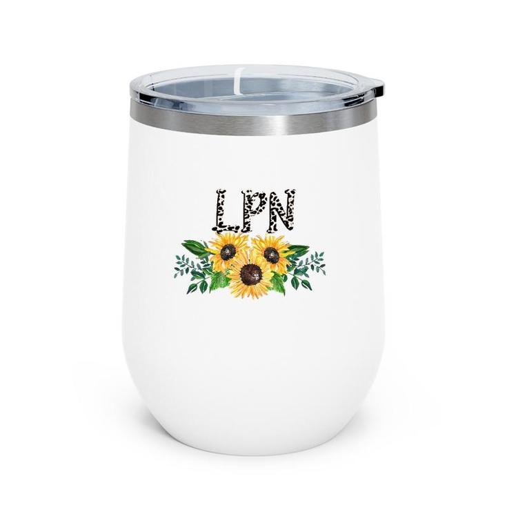 Lpn Leopard Text Sunflower Licensed Practical Nurse Gift Wine Tumbler