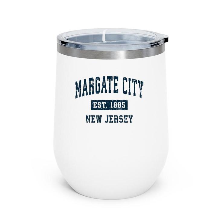 Margate City New Jersey Nj Vintage Sports Design Navy Print  Wine Tumbler