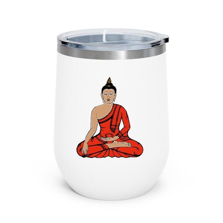 Meditation Young Buddha Retro Tee Yoga Buddhist Wine Tumbler
