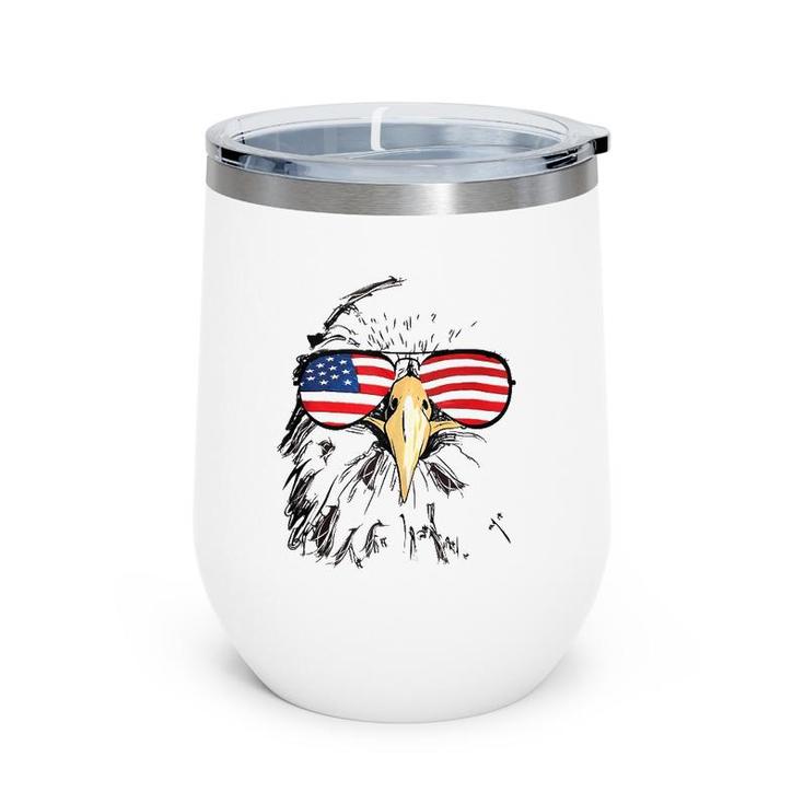 Mens Patriotic Bald Eagle Usa American Flag 4Th Of July Cool Gift  Wine Tumbler