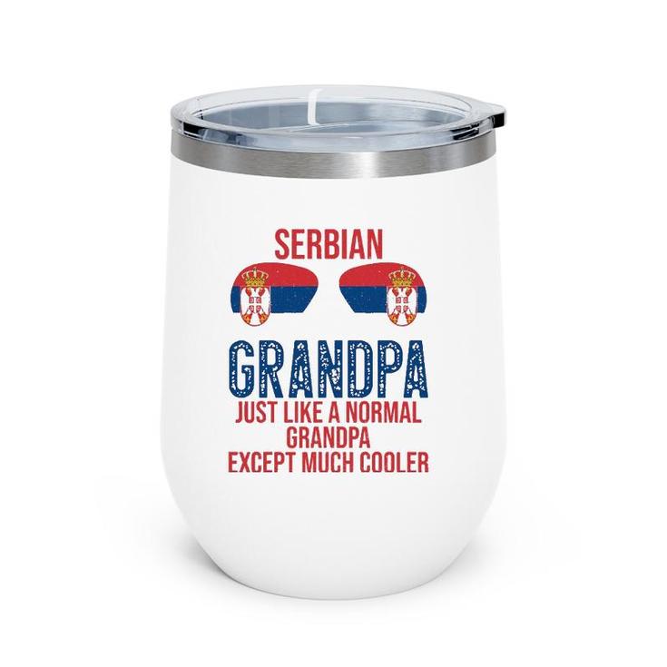 Mens Serbian Grandpa Serbia Flag Sunglasses Father's Day Wine Tumbler