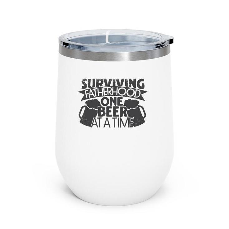 Mens Surviving Fatherhood One Beer At A Time Gift Dad Papa Wine Tumbler
