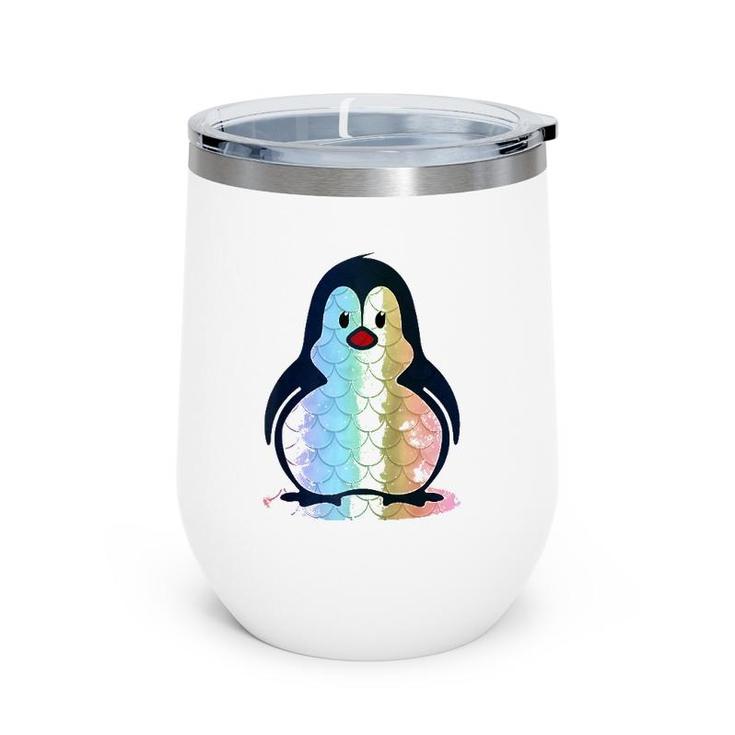Mermaid Tee Cute Swim Penguin Lover Raglan Baseball Tee Wine Tumbler
