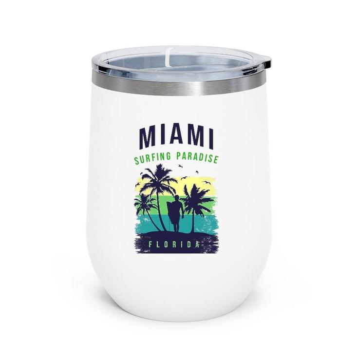 Miami Paradise Beach Cool Miami Florida Surfing Wine Tumbler