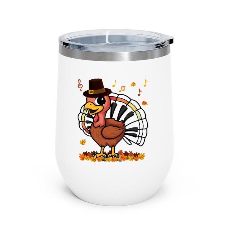 Music Piano Teachers Music Turkey Costume Happy Thanksgiving Wine Tumbler