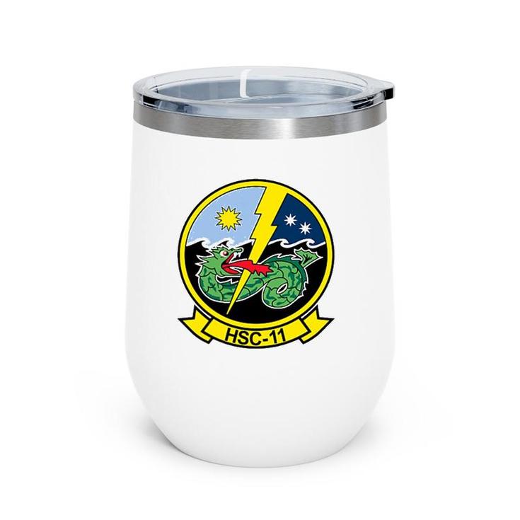 Navy Helicopter Sea Combat Squadron Hsc 11 Dragonslayers Wine Tumbler