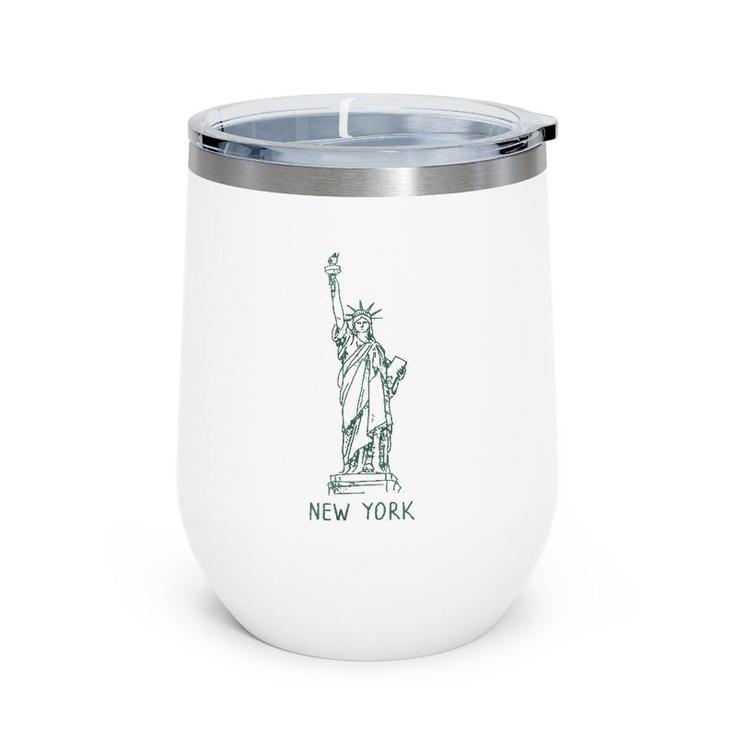 New York City Statue Of Liberty 4Th Of July Usa Wine Tumbler
