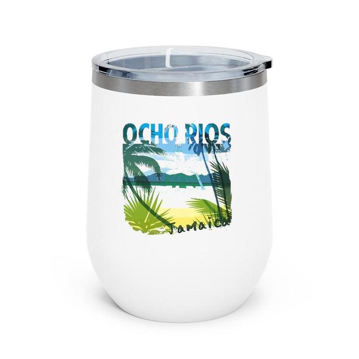 Ocho Rios Jamaica Beach Summer Matching Family Palms Tree Wine Tumbler