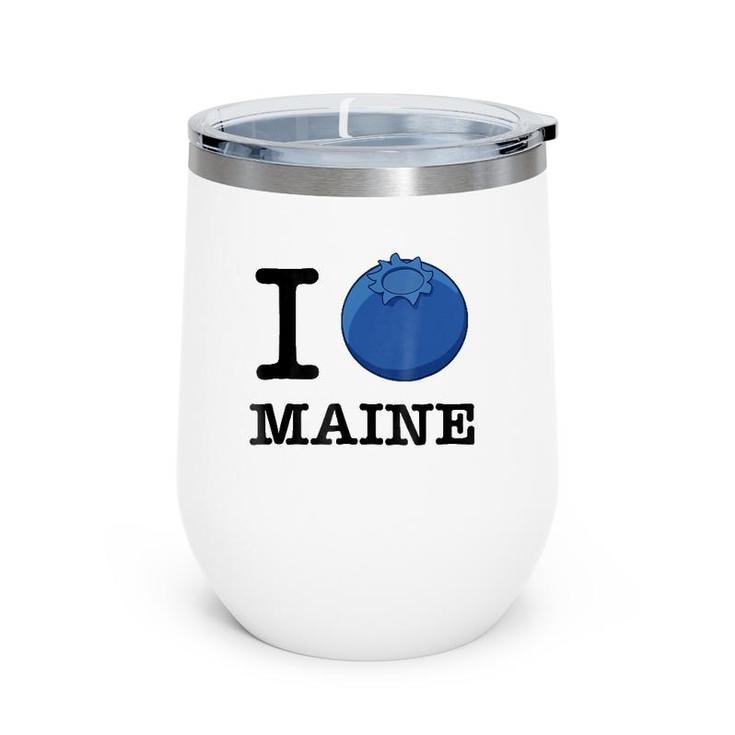 Official I Love Maine , Blueberry Design Tee Wine Tumbler