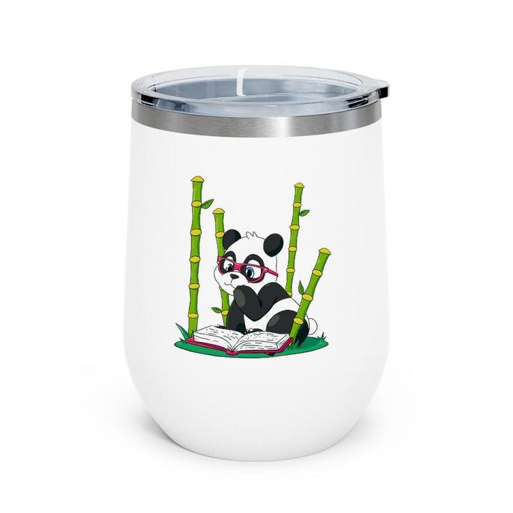 Panda Bear Book Worm Nerd Reading Bamboo Jungle Gift Wine Tumbler