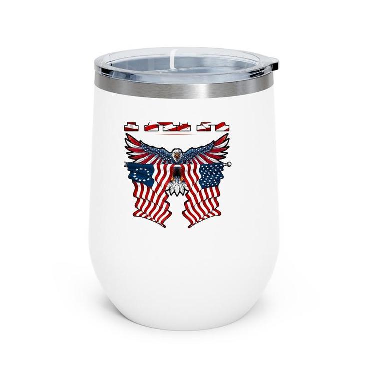 Papa American Flag Eagle Father's Day Gift Wine Tumbler