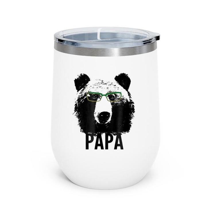 Papa Bear  Grizzly Bear With Glasses Dad Daddy Bears Wine Tumbler