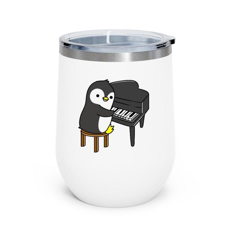 Penguin Playing Piano Pianist Gift Wine Tumbler