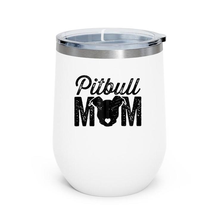 Pit Bull Mom Dog Lover Mother's Day Pitbull Face Zip Wine Tumbler