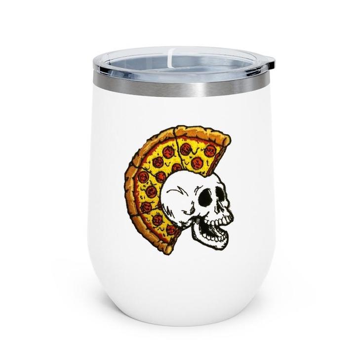 Pizza Mohawk Food Skull Wine Tumbler