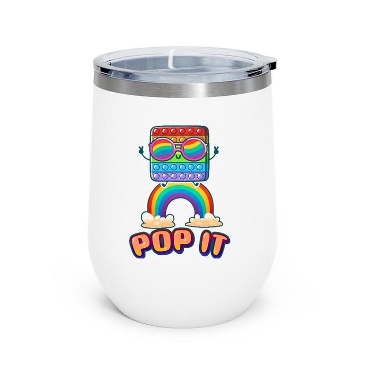 Pop It Rainbow Fidget Toy For Kids Wine Tumbler